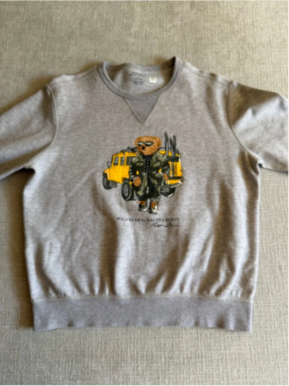 Polo Ralph Lauren Mens defender bear print sweatshirt in grey marl size large